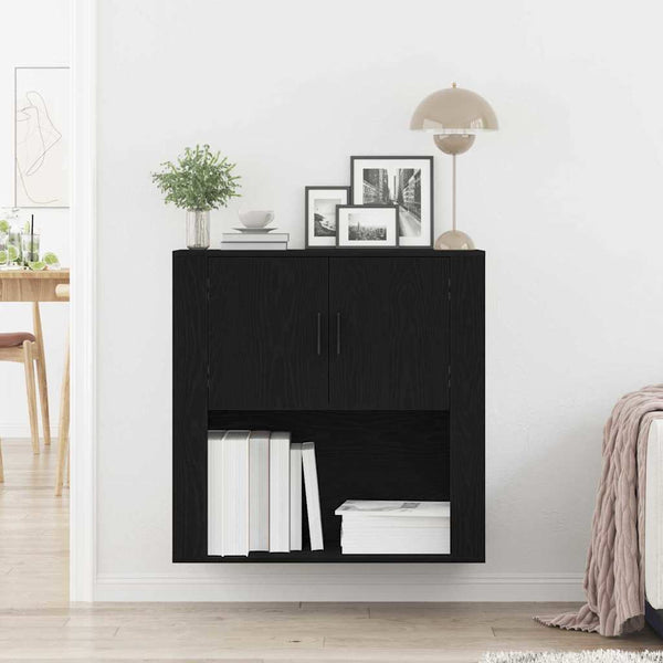 Wandschrank Schwarz Eichenoptik 80x80 cm
