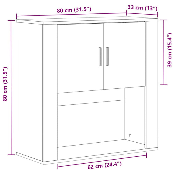 Wandschrank Schwarz Eichenoptik 80x80 cm