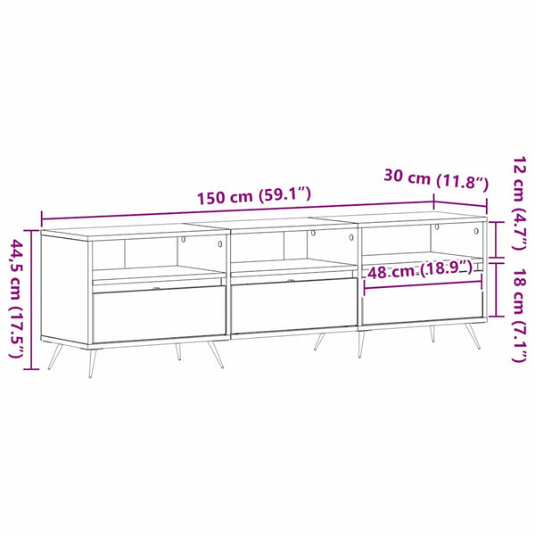 TV-Schrank Schwarz Eichen-Optik 150 cm