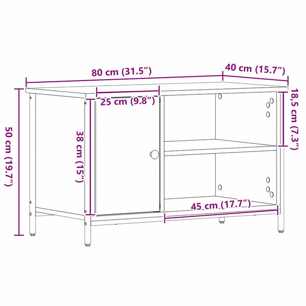 TV-Schrank Schwarz Eichen-Optik 80 cm