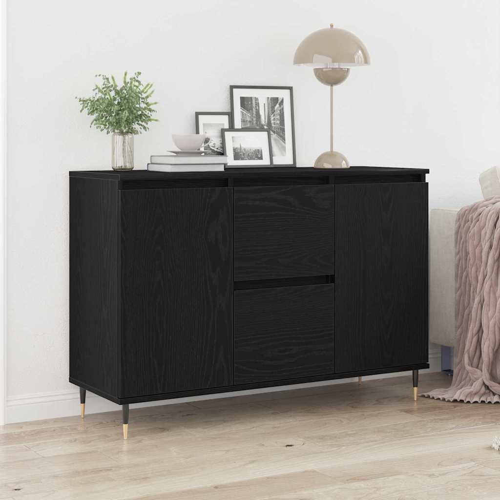 Sideboard Schwarz Eichen-Optik 101,5 cm