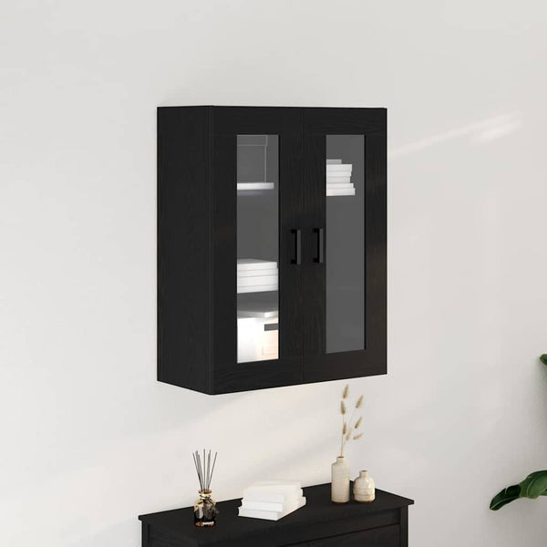 Wandschrank Schwarz Eichenoptik 69,5x34x90 cm