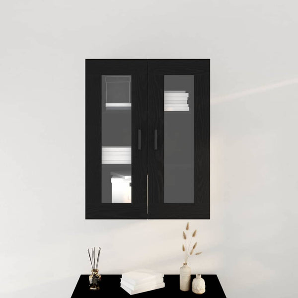 Wandschrank Schwarz Eichenoptik 69,5x34x90 cm
