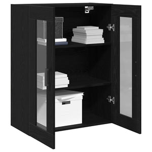 Wandschrank Schwarz Eichenoptik 69,5x34x90 cm