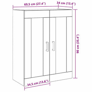 Wandschrank Schwarz Eichenoptik 69,5x34x90 cm