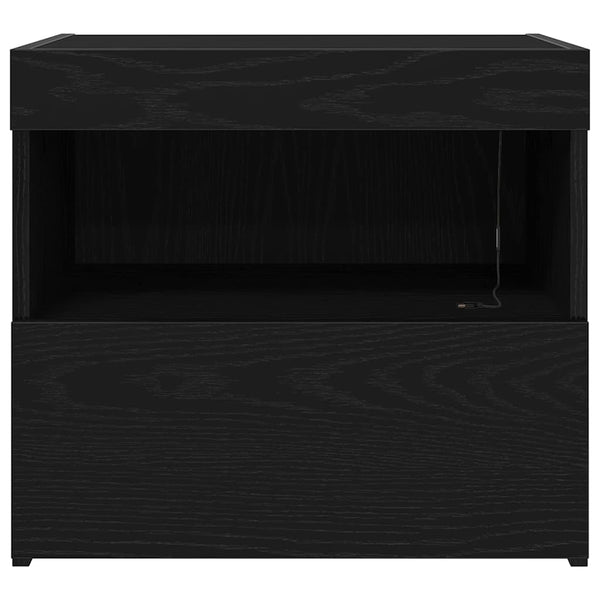 Schwarzer Nachttisch Eichenoptik