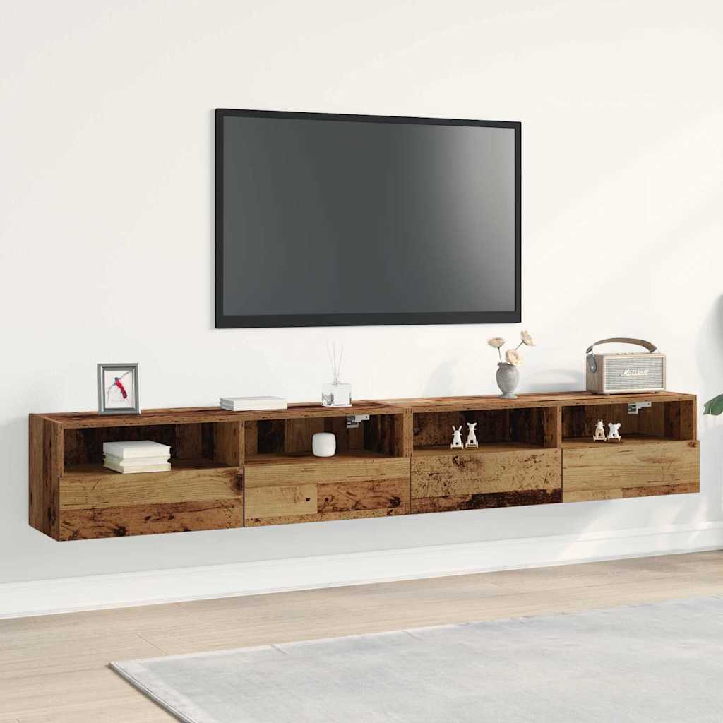 TV-Wandschrank 2er Set Altholz 100x30 cm