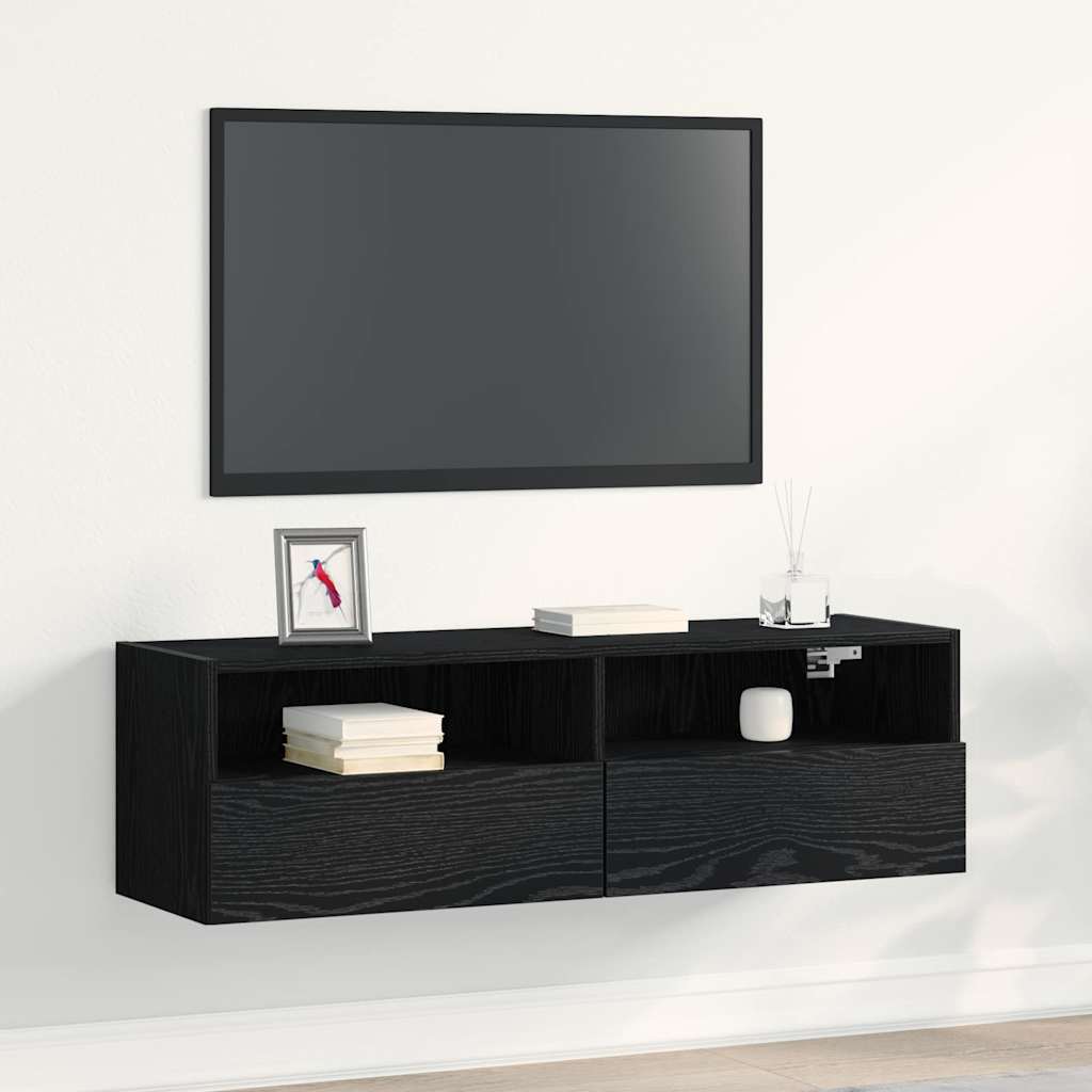 TV-Wandschrank, Schwarz Eichen-Optik, 100 cm