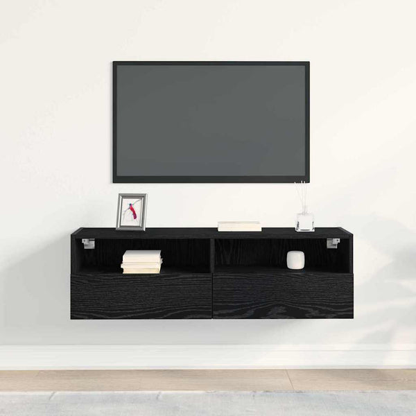 TV-Wandschrank, Schwarz Eichen-Optik, 100 cm