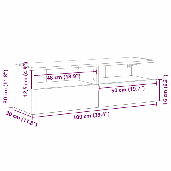 TV-Wandschrank Set, Schwarz Eiche, 100cm