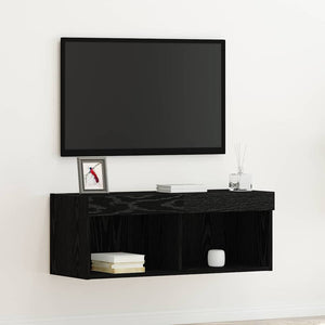 TV-Schrankset mit LED Eichen-Optik Schwarz