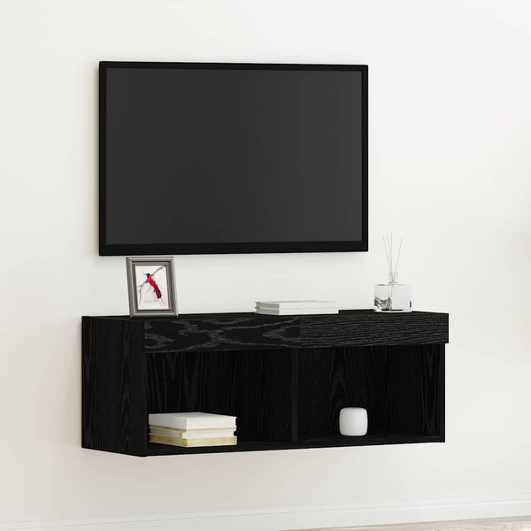 TV-Schrankset mit LED Eichen-Optik Schwarz