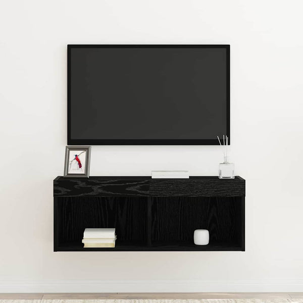TV-Schrankset mit LED Eichen-Optik Schwarz