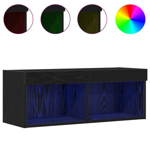 TV-Schrankset mit LED Eichen-Optik Schwarz