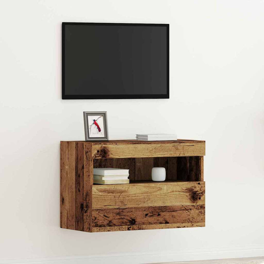 TV-Wandschrank mit LED Altholz 60x30x40 cm