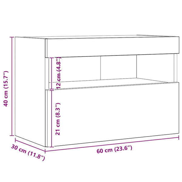 TV-Wandschrank mit LED Altholz 60x30x40 cm