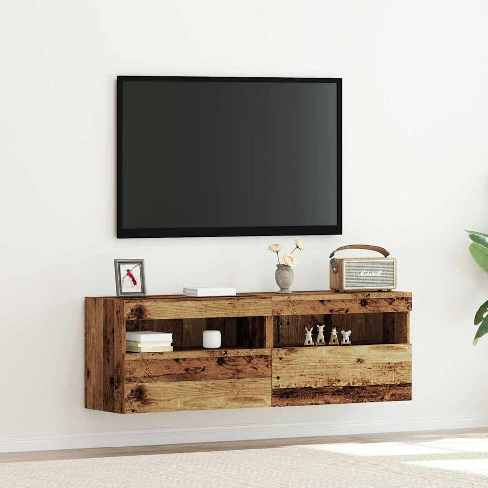 TV-Wandschrank 2er Set Altholz 60 cm