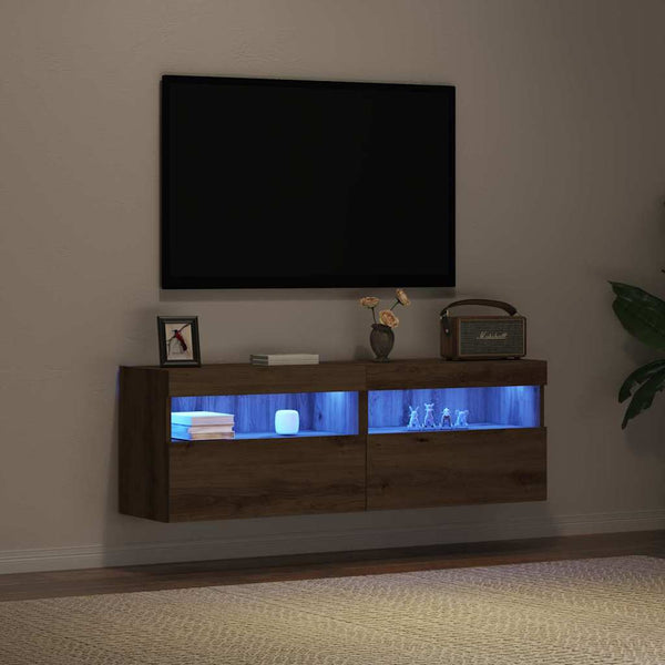 TV-Wandschrank mit LED, Eiche, 60cm, 2er-Set