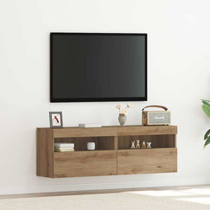 TV-Wandschrank mit LED, Eiche, 60cm, 2er-Set