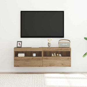 TV-Wandschrank mit LED, Eiche, 60cm, 2er-Set