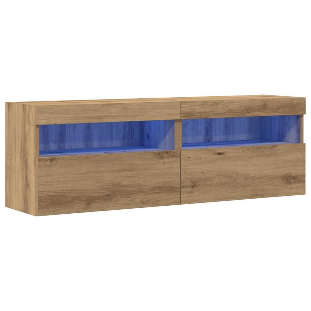 TV-Wandschrank mit LED, Eiche, 60cm, 2er-Set