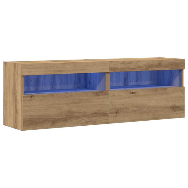 TV-Wandschrank mit LED, Eiche, 60cm, 2er-Set