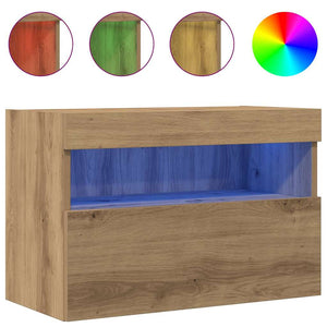 TV-Wandschrank mit LED, Eiche, 60cm, 2er-Set