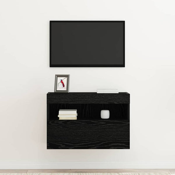 TV-Wandschrank mit LED Eichen-Optik Schwarz