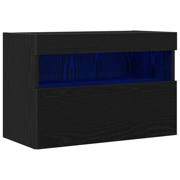 TV-Wandschrank mit LED Eichen-Optik Schwarz
