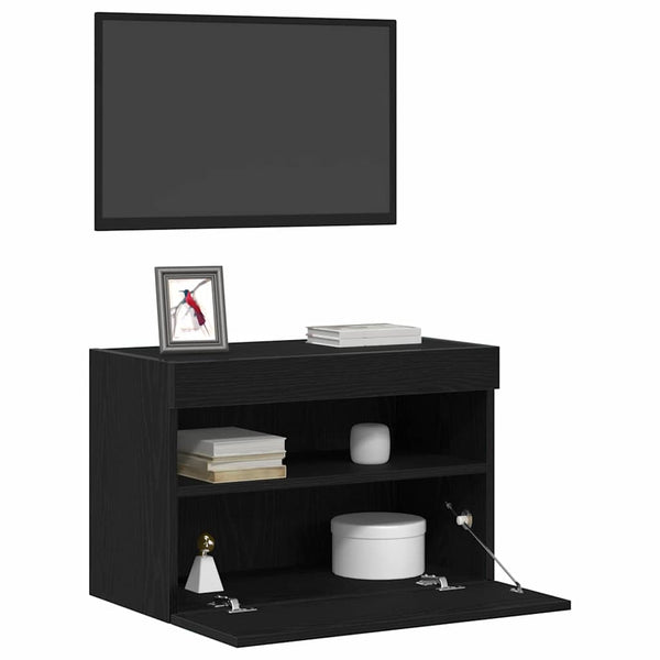 TV-Wandschrank mit LED Eichen-Optik Schwarz