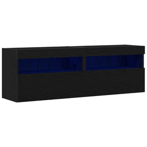TV-Wandschrank Schwarz Eichen-Optik, 2er-Set