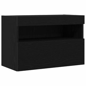 TV-Wandschrank Schwarz Eichen-Optik, 2er-Set