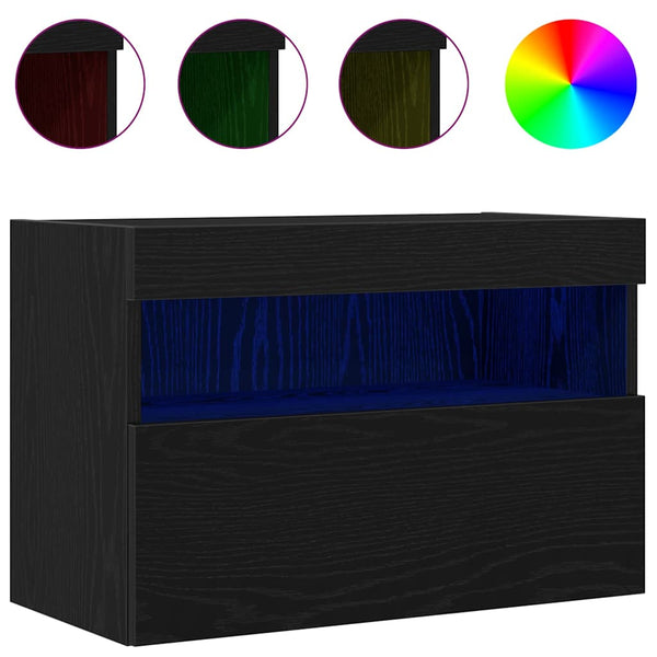 TV-Wandschrank Schwarz Eichen-Optik, 2er-Set