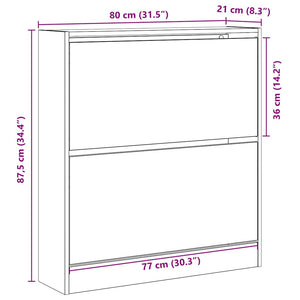 Schuhschrank Geräucherte Eiche 80cm