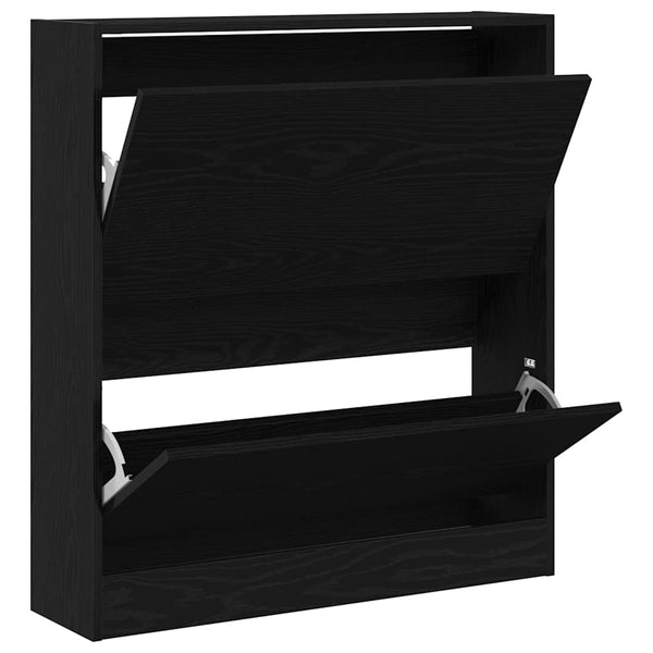 Schuhschrank Schwarz Eichenoptik mit Regal