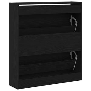 Schuhschrank Schwarz Eichenoptik mit Regal
