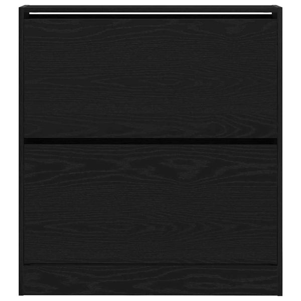 Schuhschrank Schwarz Eichenoptik mit Regal