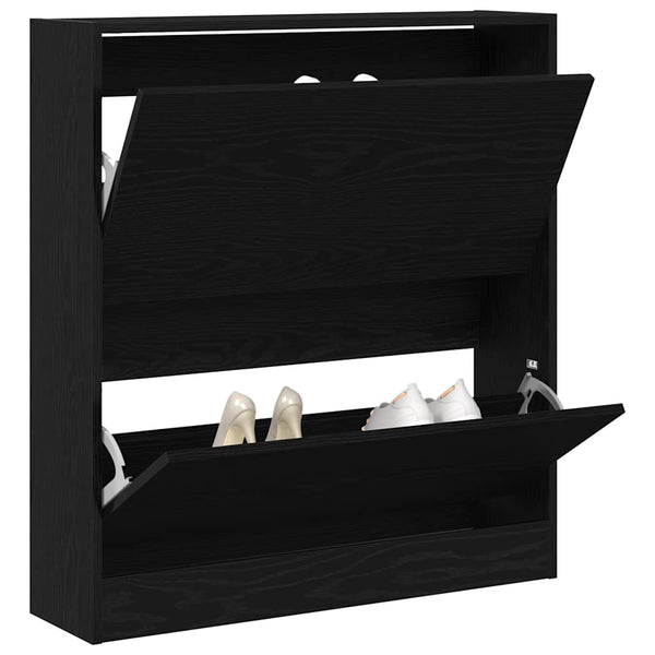 Schuhschrank Schwarz Eichenoptik mit Regal
