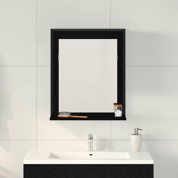 Spiegel mit Regal Schwarz Eiche 50x60 cm
