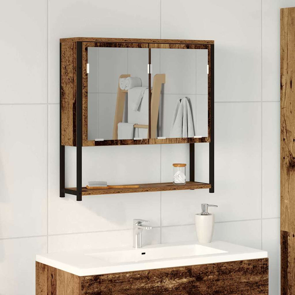 Spiegelschrank mit Regal Altholz 60x60 cm