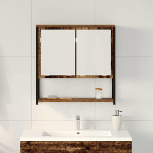 Spiegelschrank mit Regal Altholz 60x60 cm