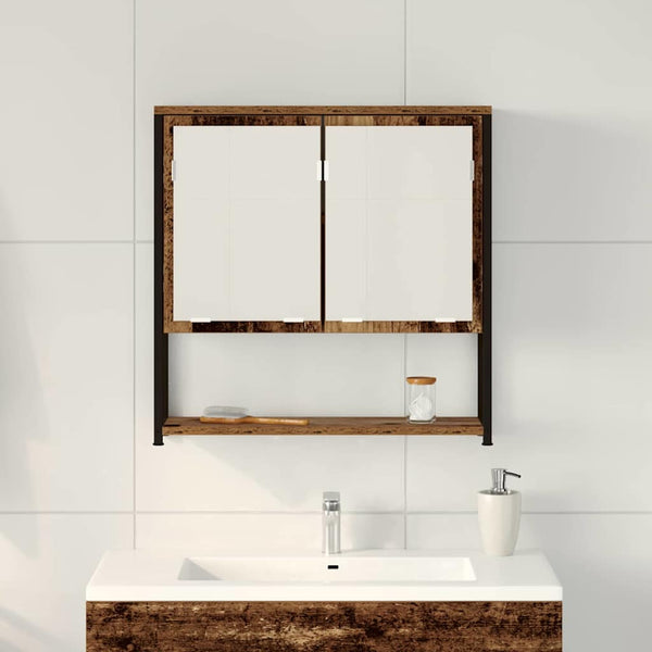Spiegelschrank mit Regal Altholz 60x60 cm