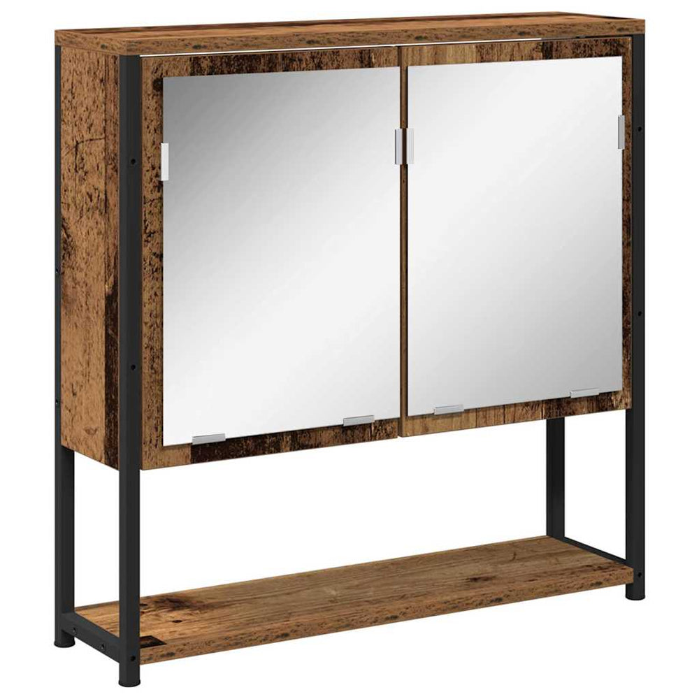 Spiegelschrank mit Regal Altholz 60x60 cm