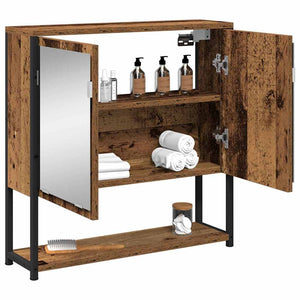 Spiegelschrank mit Regal Altholz 60x60 cm