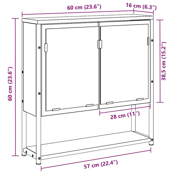 Spiegelschrank mit Regal Altholz 60x60 cm