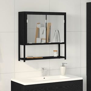 Spiegelschrank mit Regal Schwarz Eichen-Optik 60 cm
