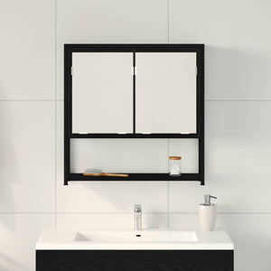 Spiegelschrank mit Regal Schwarz Eichen-Optik 60 cm