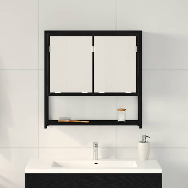 Spiegelschrank mit Regal Schwarz Eichen-Optik 60 cm