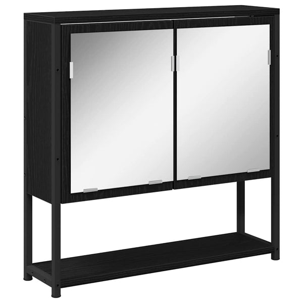 Spiegelschrank mit Regal Schwarz Eichen-Optik 60 cm