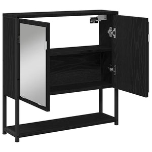 Spiegelschrank mit Regal Schwarz Eichen-Optik 60 cm